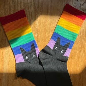 Rainbow Strip Cat Socks